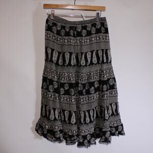 Y2K Rio Euro Black White Whimsygoth Double Lined Maxi Skirt Size 46